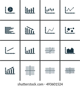 Set Of Graphs, Diagrams And Statistics Icons. Premium Quality Symbol Collection. Can Be Used For Web, App And UI Design. Vector Illustration, EPS10.
