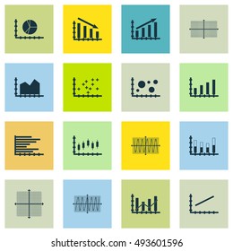 Set Of Graphs, Diagrams And Statistics Icons. Premium Quality Symbol Collection. Can Be Used For Web, App And UI Design. Vector Illustration, EPS10.