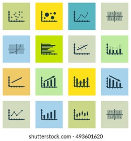 Set Of Graphs, Diagrams And Statistics Icons. Premium Quality Symbol Collection. Can Be Used For Web, App And UI Design. Vector Illustration, EPS10.