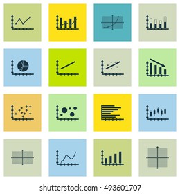 Set Of Graphs, Diagrams And Statistics Icons. Premium Quality Symbol Collection. Can Be Used For Web, App And UI Design. Vector Illustration, EPS10.