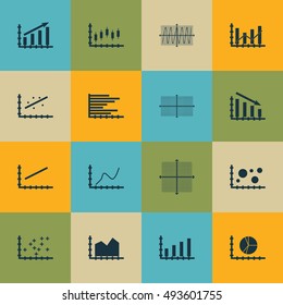 Set Of Graphs, Diagrams And Statistics Icons. Premium Quality Symbol Collection. Can Be Used For Web, App And UI Design. Vector Illustration, EPS10.