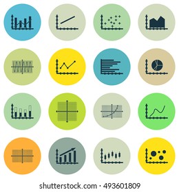 Set Of Graphs, Diagrams And Statistics Icons. Premium Quality Symbol Collection. Can Be Used For Web, App And UI Design. Vector Illustration, EPS10.