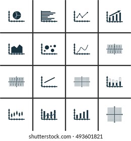 Set Of Graphs, Diagrams And Statistics Icons. Premium Quality Symbol Collection. Can Be Used For Web, App And UI Design. Vector Illustration, EPS10.