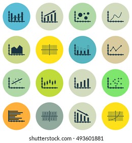 Set Of Graphs, Diagrams And Statistics Icons. Premium Quality Symbol Collection. Can Be Used For Web, App And UI Design. Vector Illustration, EPS10.