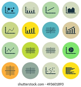 Set Of Graphs, Diagrams And Statistics Icons. Premium Quality Symbol Collection. Can Be Used For Web, App And UI Design. Vector Illustration, EPS10.