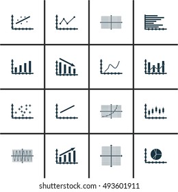 Set Of Graphs, Diagrams And Statistics Icons. Premium Quality Symbol Collection. Can Be Used For Web, App And UI Design. Vector Illustration, EPS10.