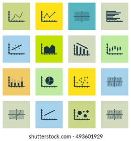 Set Of Graphs, Diagrams And Statistics Icons. Premium Quality Symbol Collection. Can Be Used For Web, App And UI Design. Vector Illustration, EPS10.