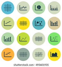 Set Of Graphs, Diagrams And Statistics Icons. Premium Quality Symbol Collection. Can Be Used For Web, App And UI Design. Vector Illustration, EPS10.