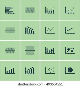 Set Of Graphs, Diagrams And Statistics Icons. Premium Quality Symbol Collection. Can Be Used For Web, App And UI Design. Vector Illustration, EPS10.