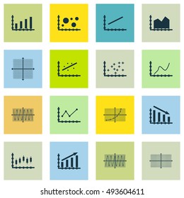 Set Of Graphs, Diagrams And Statistics Icons. Premium Quality Symbol Collection. Can Be Used For Web, App And UI Design. Vector Illustration, EPS10.