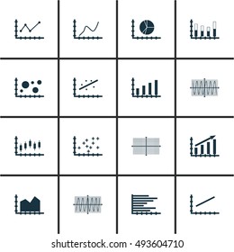 Set Of Graphs, Diagrams And Statistics Icons. Premium Quality Symbol Collection. Can Be Used For Web, App And UI Design. Vector Illustration, EPS10.