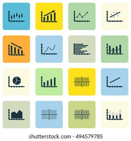 Set Of Graphs, Diagrams And Statistics Icons. Premium Quality Symbol Collection. Icons Can Be Used For Web, App And UI Design. Vector Illustration, EPS10.