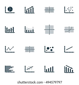 Set Of Graphs, Diagrams And Statistics Icons. Premium Quality Symbol Collection. Icons Can Be Used For Web, App And UI Design. Vector Illustration, EPS10.