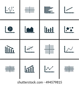 Set Of Graphs, Diagrams And Statistics Icons. Premium Quality Symbol Collection. Icons Can Be Used For Web, App And UI Design. Vector Illustration, EPS10.