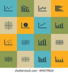 Set Of Graphs, Diagrams And Statistics Icons. Premium Quality Symbol Collection. Icons Can Be Used For Web, App And UI Design. Vector Illustration, EPS10.