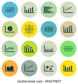 Set Of Graphs, Diagrams And Statistics Icons. Premium Quality Symbol Collection. Icons Can Be Used For Web, App And UI Design. Vector Illustration, EPS10.