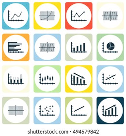 Set Of Graphs, Diagrams And Statistics Icons. Premium Quality Symbol Collection. Icons Can Be Used For Web, App And UI Design. Vector Illustration, EPS10.