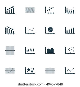 Set Of Graphs, Diagrams And Statistics Icons. Premium Quality Symbol Collection. Icons Can Be Used For Web, App And UI Design. Vector Illustration, EPS10.