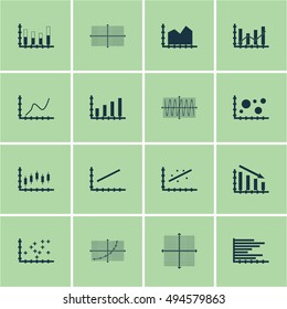Set Of Graphs, Diagrams And Statistics Icons. Premium Quality Symbol Collection. Icons Can Be Used For Web, App And UI Design. Vector Illustration, EPS10.