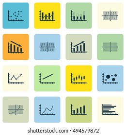 Set Of Graphs, Diagrams And Statistics Icons. Premium Quality Symbol Collection. Icons Can Be Used For Web, App And UI Design. Vector Illustration, EPS10.