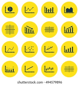 Set Of Graphs, Diagrams And Statistics Icons. Premium Quality Symbol Collection. Icons Can Be Used For Web, App And UI Design. Vector Illustration, EPS10.