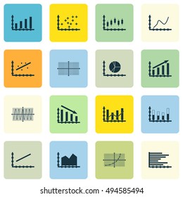 Set Of Graphs, Diagrams And Statistics Icons. Premium Quality Symbol Collection. Icons Can Be Used For Web, App And UI Design. Vector Illustration, EPS10.