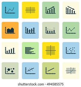 Set Of Graphs, Diagrams And Statistics Icons. Premium Quality Symbol Collection. Icons Can Be Used For Web, App And UI Design. Vector Illustration, EPS10.