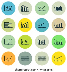 Set Of Graphs, Diagrams And Statistics Icons. Premium Quality Symbol Collection. Icons Can Be Used For Web, App And UI Design. Vector Illustration, EPS10.