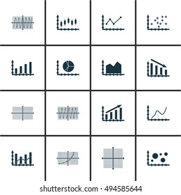 Set Of Graphs, Diagrams And Statistics Icons. Premium Quality Symbol Collection. Icons Can Be Used For Web, App And UI Design. Vector Illustration, EPS10.