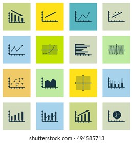 Set Of Graphs, Diagrams And Statistics Icons. Premium Quality Symbol Collection. Icons Can Be Used For Web, App And UI Design. Vector Illustration, EPS10.