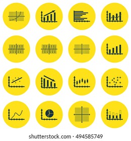 Set Of Graphs, Diagrams And Statistics Icons. Premium Quality Symbol Collection. Icons Can Be Used For Web, App And UI Design. Vector Illustration, EPS10.