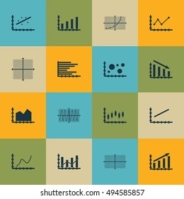 Set Of Graphs, Diagrams And Statistics Icons. Premium Quality Symbol Collection. Icons Can Be Used For Web, App And UI Design. Vector Illustration, EPS10.