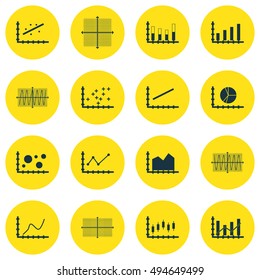 Set Of Graphs, Diagrams And Statistics Icons. Premium Quality Symbol Collection. Icons Can Be Used For Web, App And UI Design. Vector Illustration, EPS10.