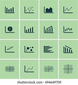 Set Of Graphs, Diagrams And Statistics Icons. Premium Quality Symbol Collection. Icons Can Be Used For Web, App And UI Design. Vector Illustration, EPS10.