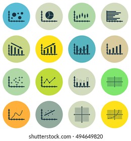 Set Of Graphs, Diagrams And Statistics Icons. Premium Quality Symbol Collection. Icons Can Be Used For Web, App And UI Design. Vector Illustration, EPS10.