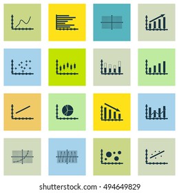 Set Of Graphs, Diagrams And Statistics Icons. Premium Quality Symbol Collection. Icons Can Be Used For Web, App And UI Design. Vector Illustration, EPS10.