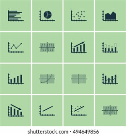 Set Of Graphs, Diagrams And Statistics Icons. Premium Quality Symbol Collection. Icons Can Be Used For Web, App And UI Design. Vector Illustration, EPS10.