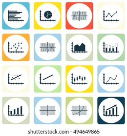 Set Of Graphs, Diagrams And Statistics Icons. Premium Quality Symbol Collection. Icons Can Be Used For Web, App And UI Design. Vector Illustration, EPS10.