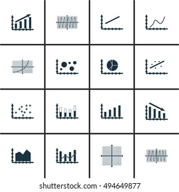 Set Of Graphs, Diagrams And Statistics Icons. Premium Quality Symbol Collection. Icons Can Be Used For Web, App And UI Design. Vector Illustration, EPS10.