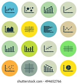 Set Of Graphs, Diagrams And Statistics Icons. Premium Quality Symbol Collection. Icons Can Be Used For Web, App And UI Design. Vector Illustration, EPS10.
