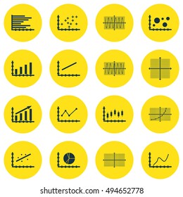 Set Of Graphs, Diagrams And Statistics Icons. Premium Quality Symbol Collection. Icons Can Be Used For Web, App And UI Design. Vector Illustration, EPS10.
