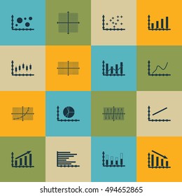 Set Of Graphs, Diagrams And Statistics Icons. Premium Quality Symbol Collection. Icons Can Be Used For Web, App And UI Design. Vector Illustration, EPS10.