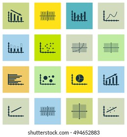 Set Of Graphs, Diagrams And Statistics Icons. Premium Quality Symbol Collection. Icons Can Be Used For Web, App And UI Design. Vector Illustration, EPS10.
