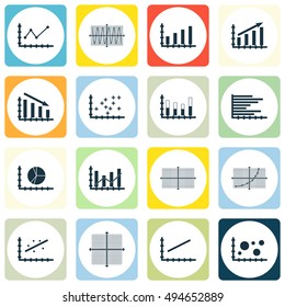Set Of Graphs, Diagrams And Statistics Icons. Premium Quality Symbol Collection. Icons Can Be Used For Web, App And UI Design. Vector Illustration, EPS10.