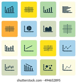Set Of Graphs, Diagrams And Statistics Icons. Premium Quality Symbol Collection. Icons Can Be Used For Web, App And UI Design. Vector Illustration, EPS10.