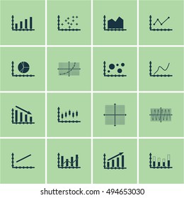 Set Of Graphs, Diagrams And Statistics Icons. Premium Quality Symbol Collection. Icons Can Be Used For Web, App And UI Design. Vector Illustration, EPS10.