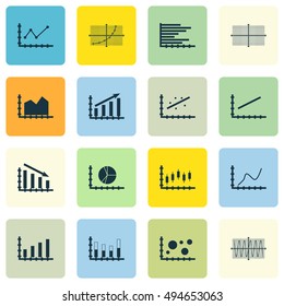 Set Of Graphs, Diagrams And Statistics Icons. Premium Quality Symbol Collection. Icons Can Be Used For Web, App And UI Design. Vector Illustration, EPS10.