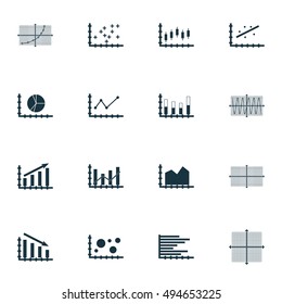 Set Of Graphs, Diagrams And Statistics Icons. Premium Quality Symbol Collection. Icons Can Be Used For Web, App And UI Design. Vector Illustration, EPS10.