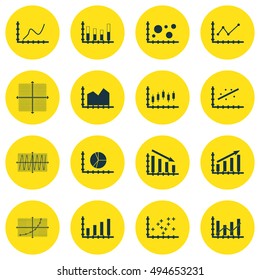 Set Of Graphs, Diagrams And Statistics Icons. Premium Quality Symbol Collection. Icons Can Be Used For Web, App And UI Design. Vector Illustration, EPS10.