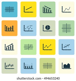 Set Of Graphs, Diagrams And Statistics Icons. Premium Quality Symbol Collection. Icons Can Be Used For Web, App And UI Design. Vector Illustration, EPS10.